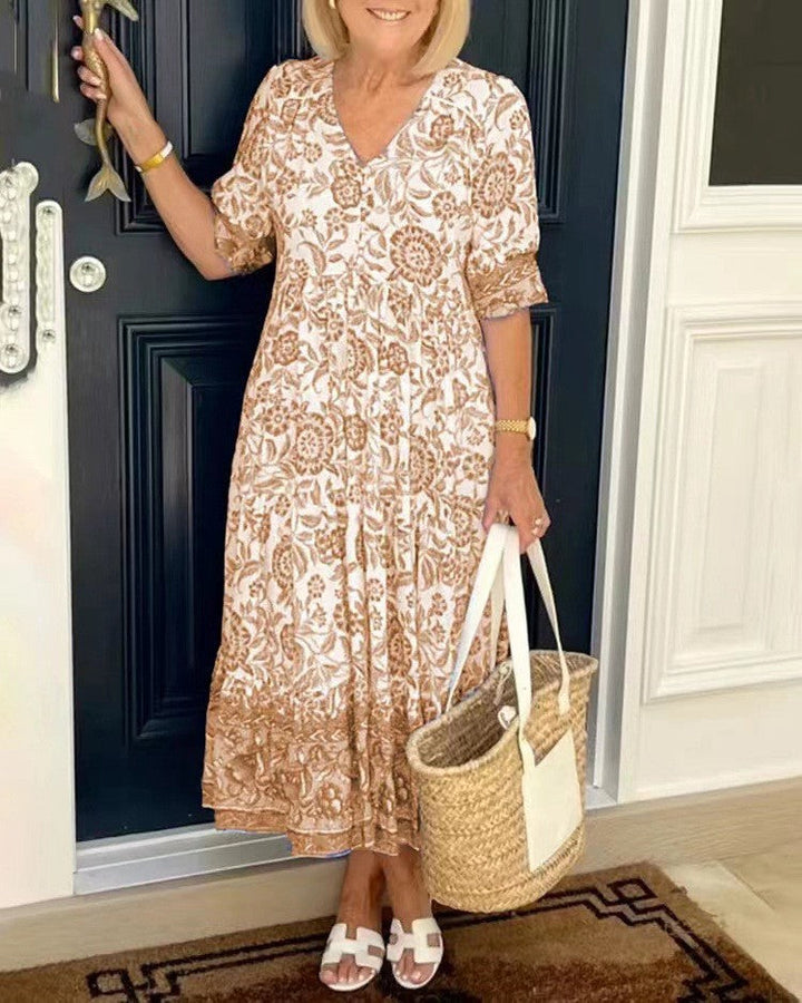 Ellie | Graceful V-Neck Floral Dress