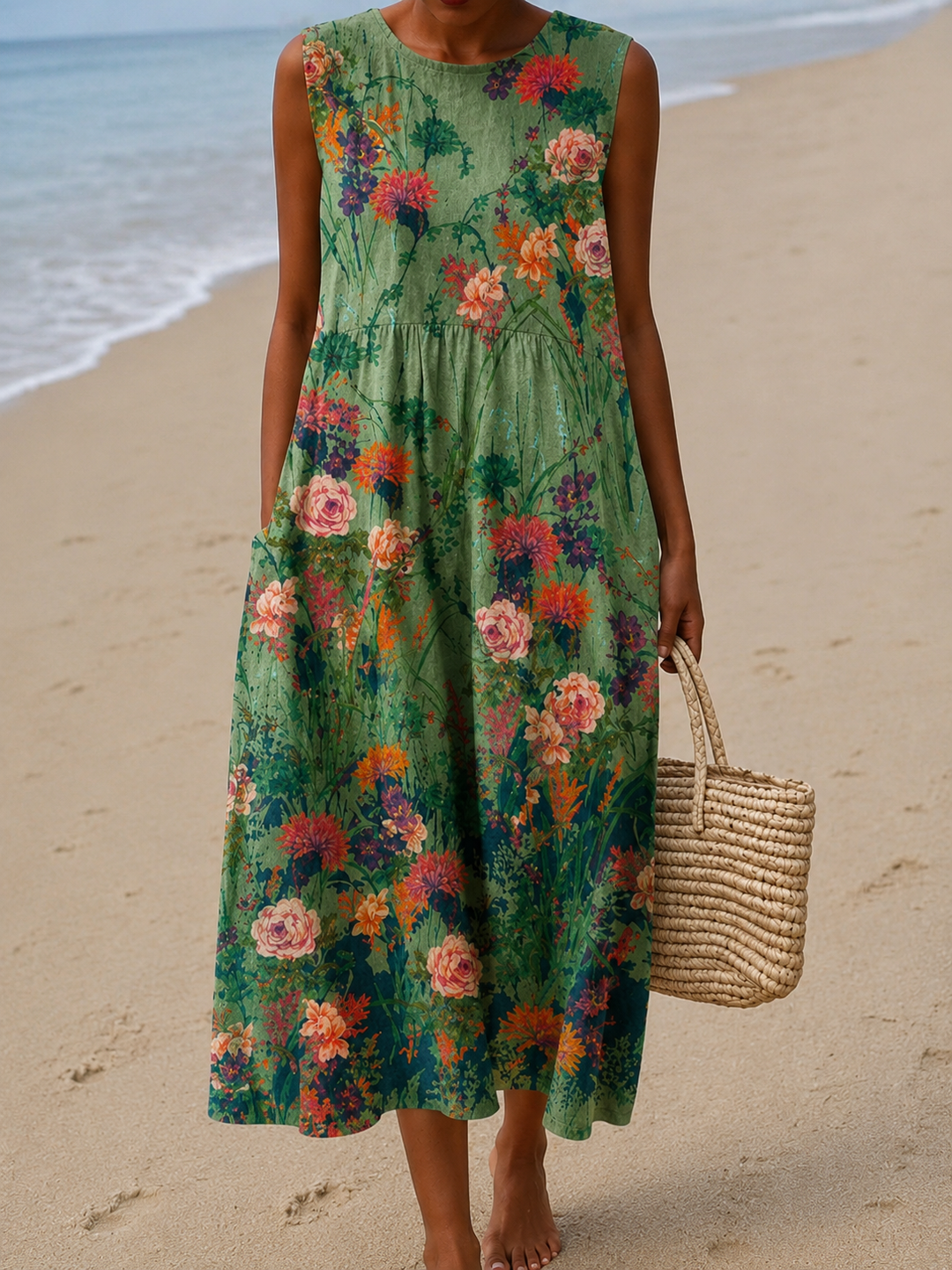 Savannah | Printed Sleeveless Midi Dress