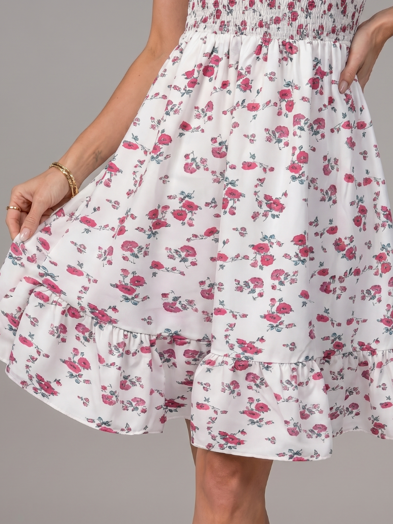 Rosabelle | Spaghetti Strap Floral Print Knee Length Dress