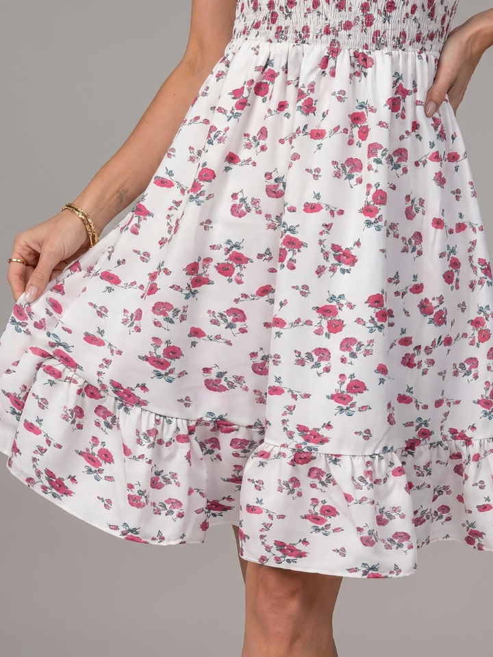 Rosabelle | Spaghetti Strap Floral Print Knee Length Dress