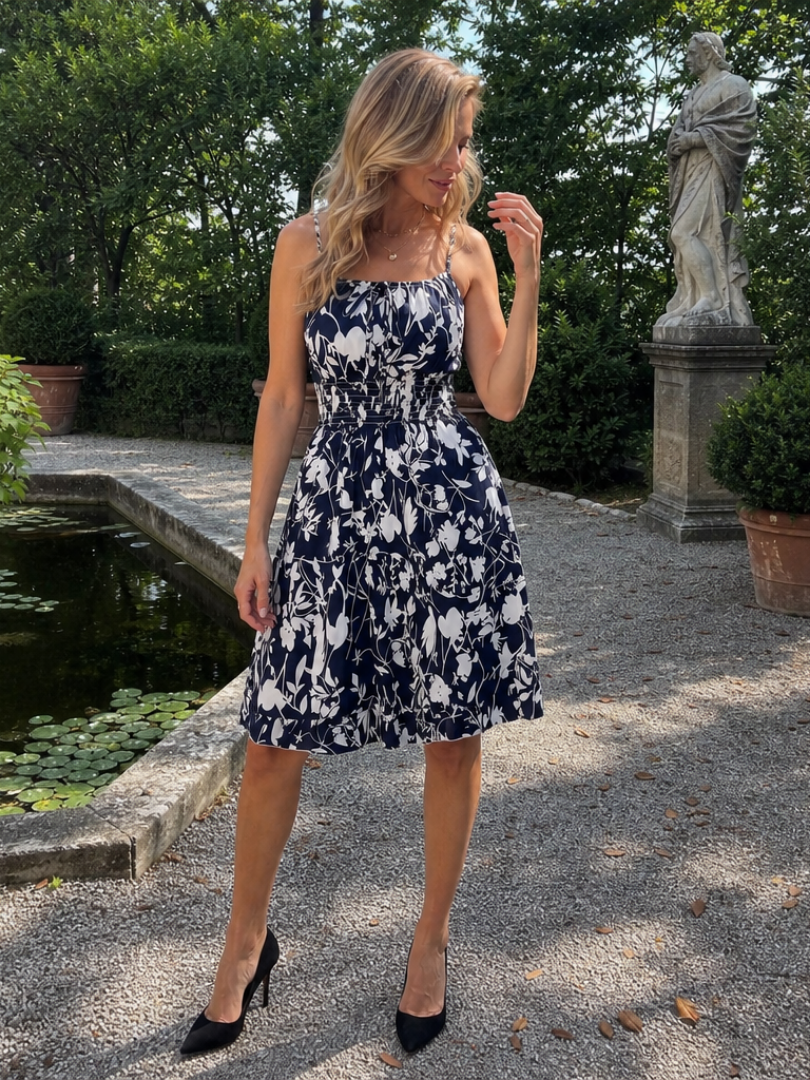 Astrid | Abstract Print Sleeveless Knee-Length Dress