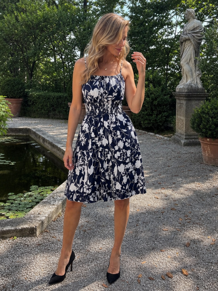 Astrid | Abstract Print Sleeveless Knee-Length Dress
