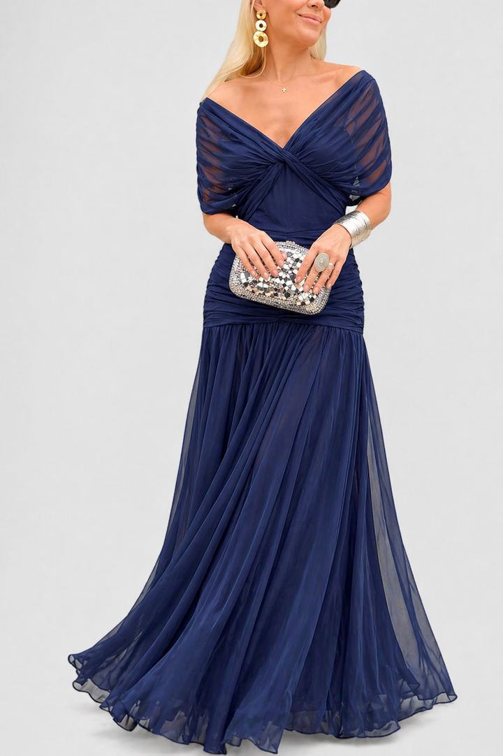 Andrea | Long Floral Dress with V-Neck