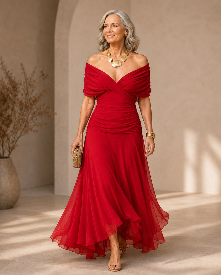 Florendra | Long Floral Dress with V-Neck
