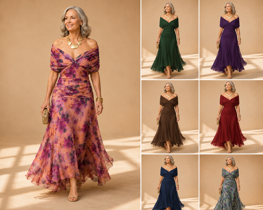 Florendra | Long Floral Dress with V-Neck