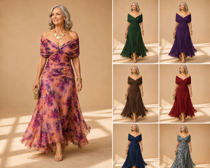 Florendra | Long Floral Dress with V-Neck