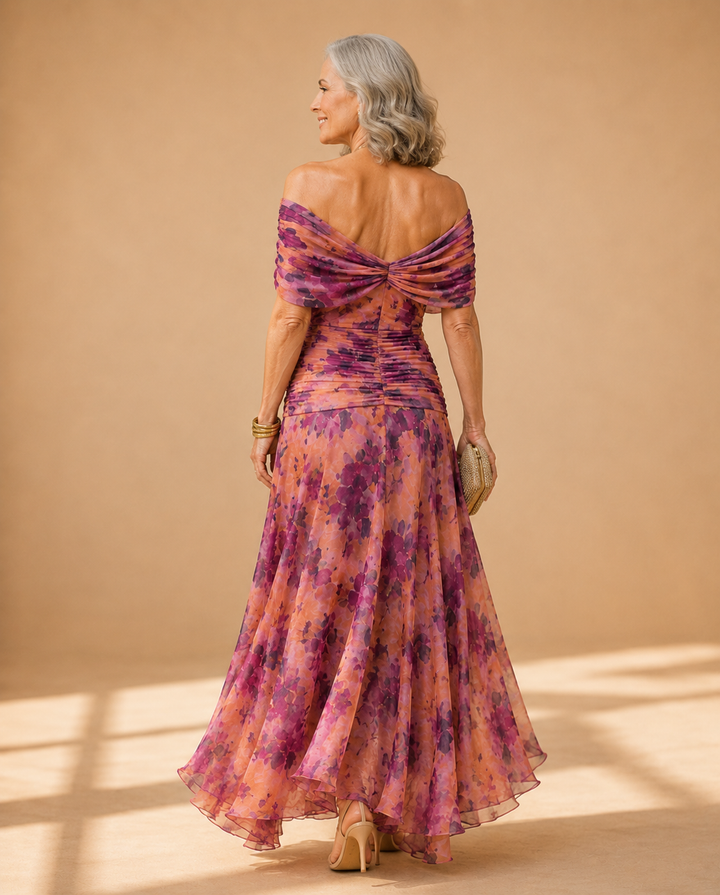 Florendra | Long Floral Dress with V-Neck