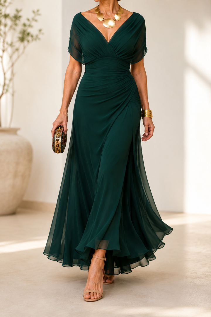 Alondra | Long Floral Dress with V-Neck