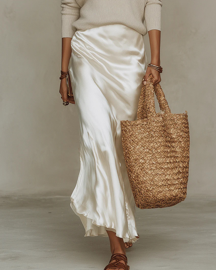 Elana | Midi Satin Dress with Included Sweater