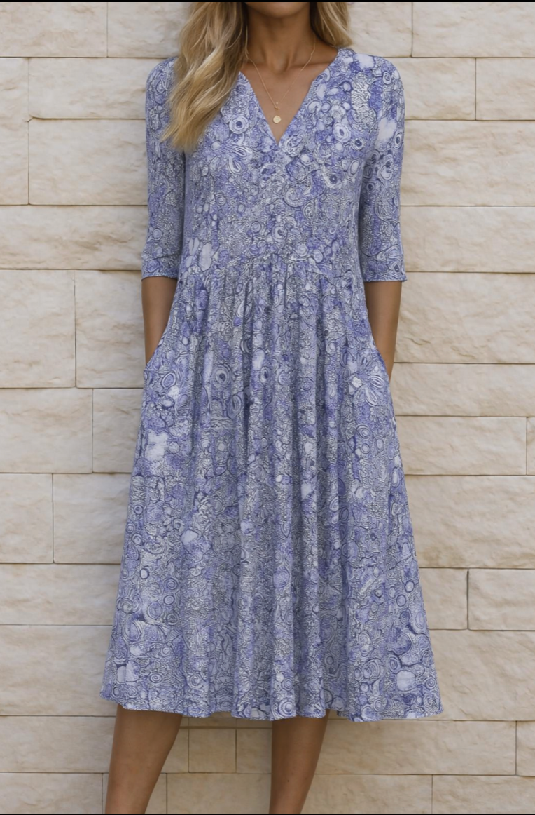 Harlow | Graceful V-Neck Elegance Midi Dress