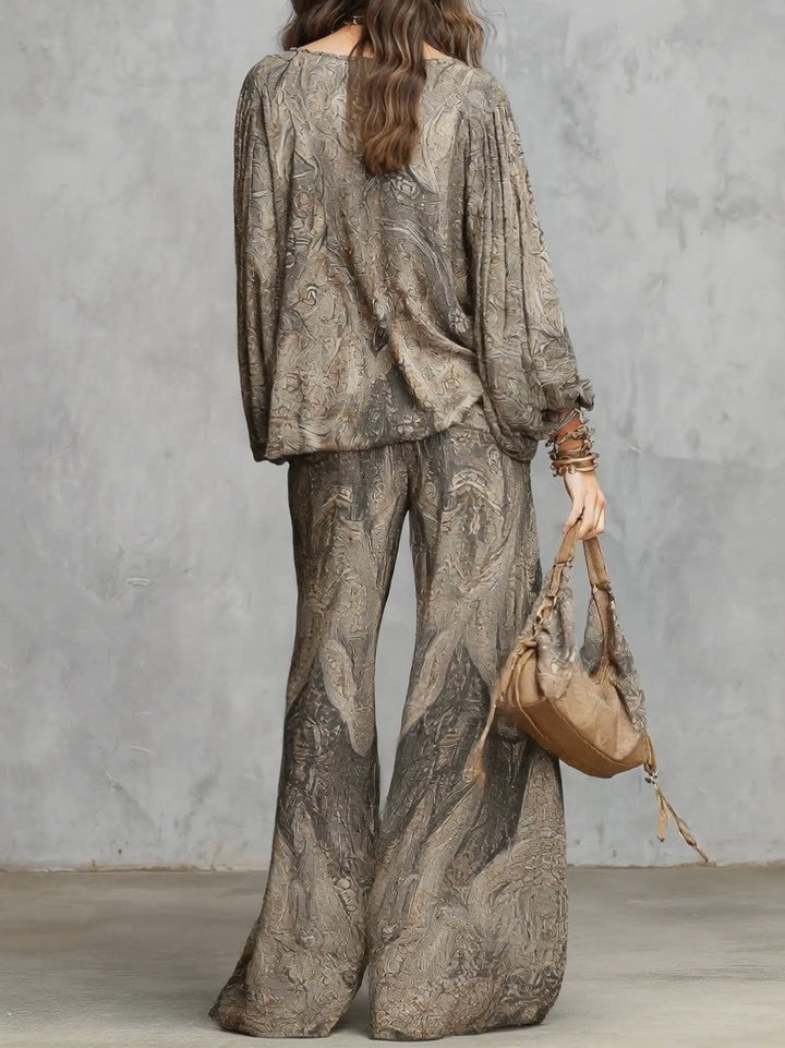 Camila | Lantern-Sleeve Top & Wide-Leg Trousers Set