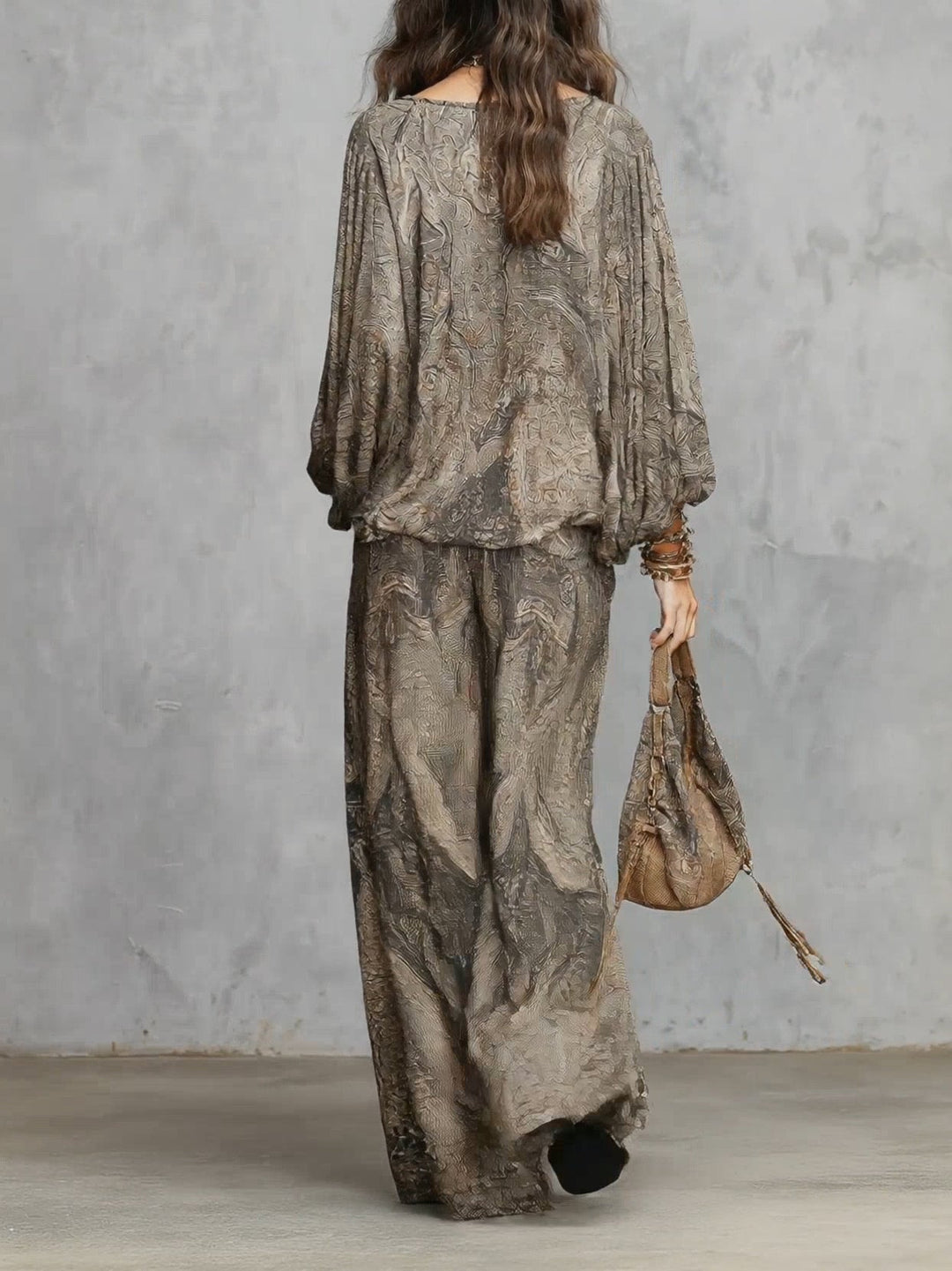 Camila | Lantern-Sleeve Top & Wide-Leg Trousers Set