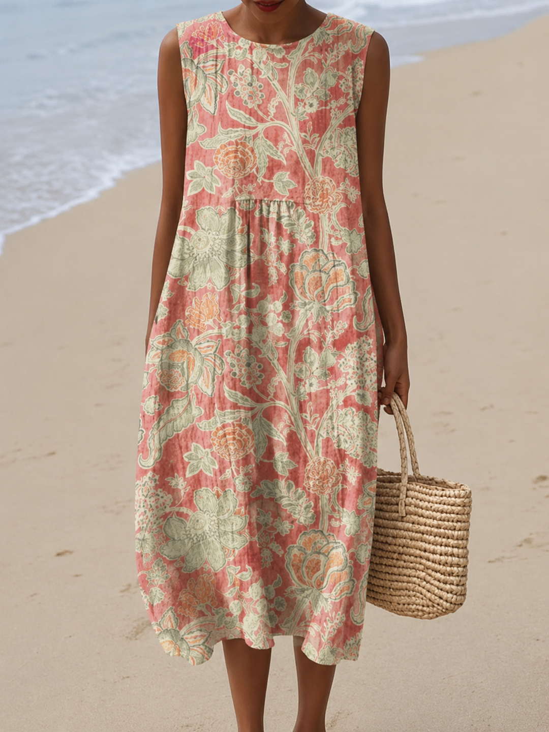 Beth | Floral Sleeveless Midi Dress