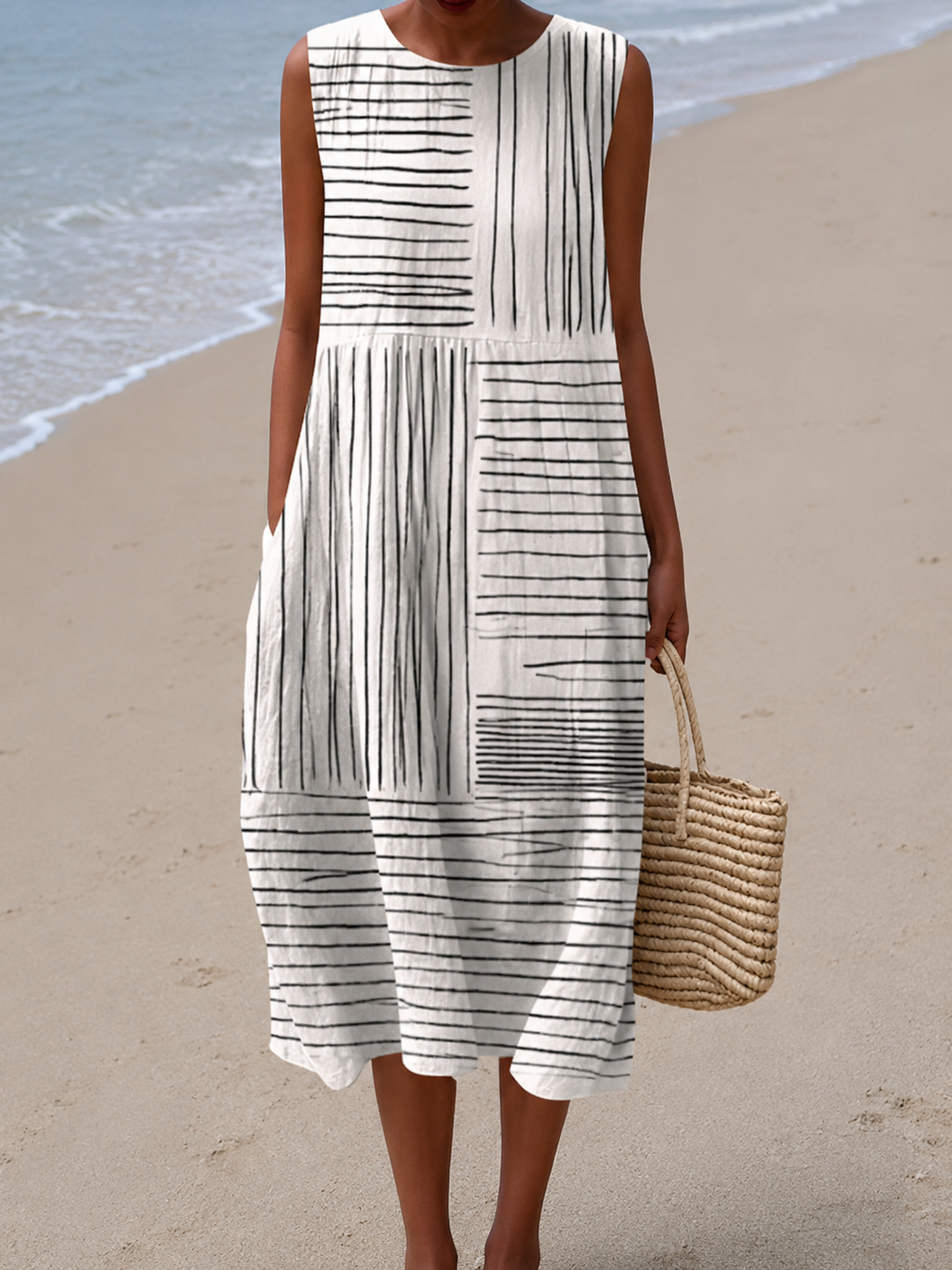Rina | Printed Sleeveless Midi Dress