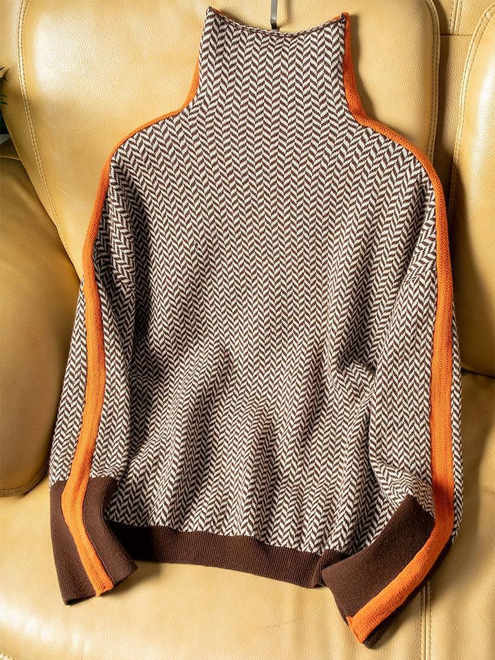 Carmen | Turtleneck Sweater with Contrasting Stripes