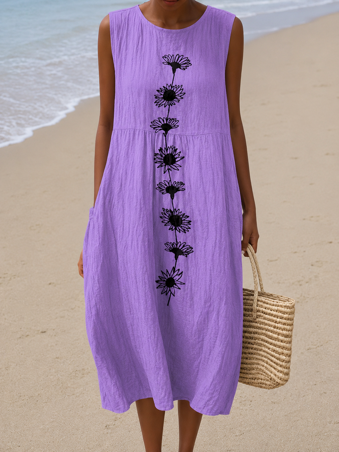 Emma | Violet Bloom Sleeveless Midi Dress